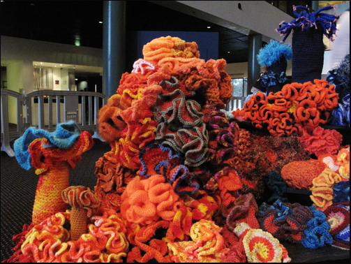 Crochet coral reef from the Powerhouse exhibit.